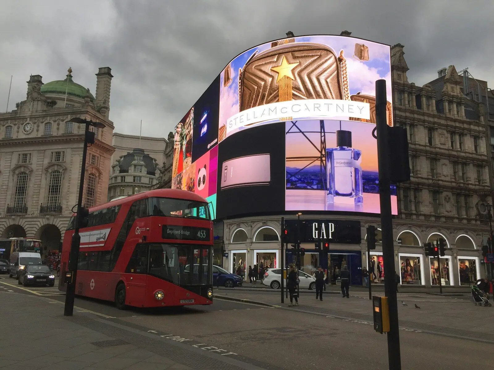 a double decker bus on the street